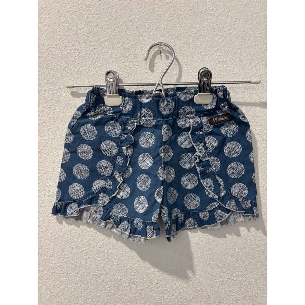 Platinum by Matilda Jane Girls Blue White Polka Dot Ruffle Shorts Size 6